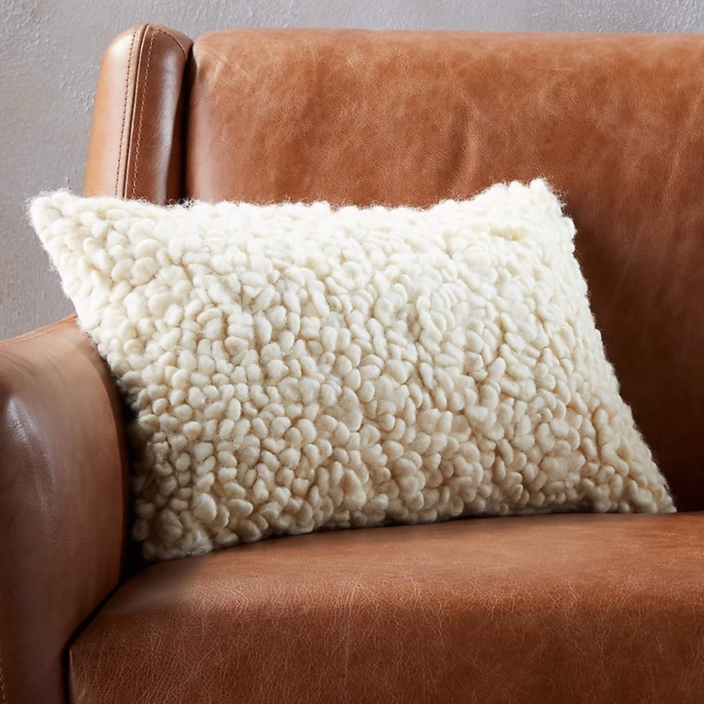 CB2 Cozy Gray Textured Wool Throw Pillow Covers x2- NWT - Picture 2 of 3